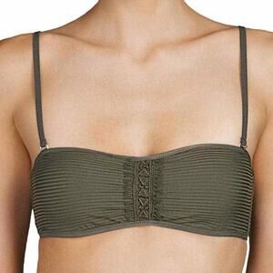 ANDRES SARDA Bandeau Bikini Top Ribbed Padded Wireless Gold Clasp Womens 32C NEW